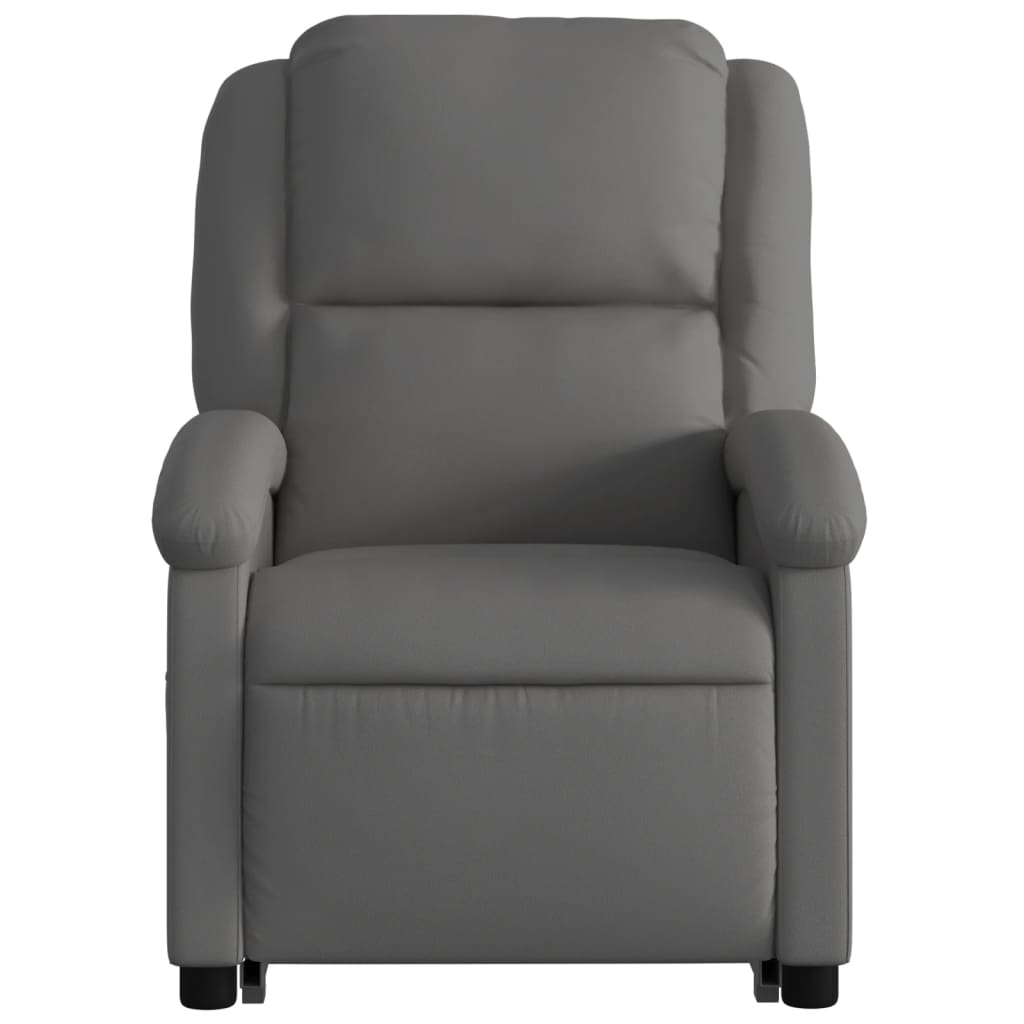 vidaXL Electric Stand up Massage Recliner Chair Grey Real Leather