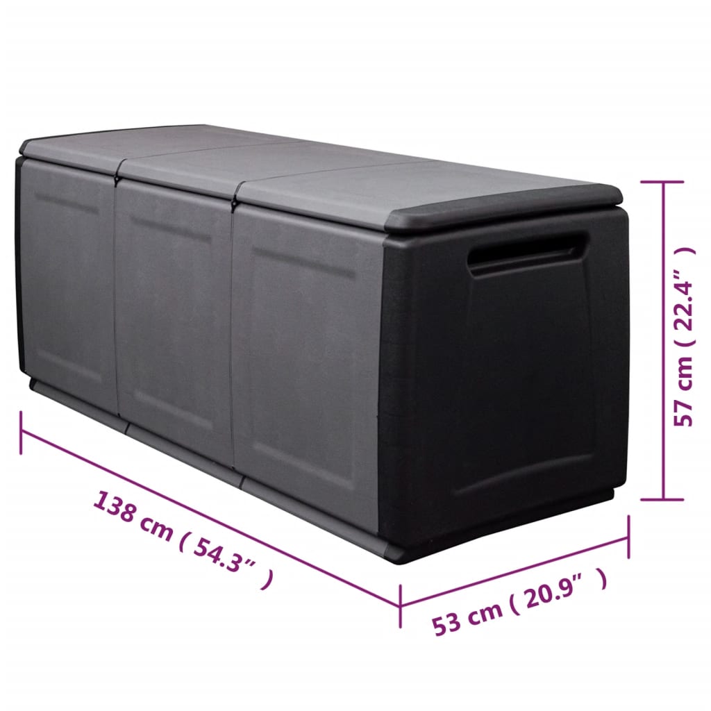 vidaXL Garden Storage Box 138x53x57 cm 330 L Dark Grey and Black