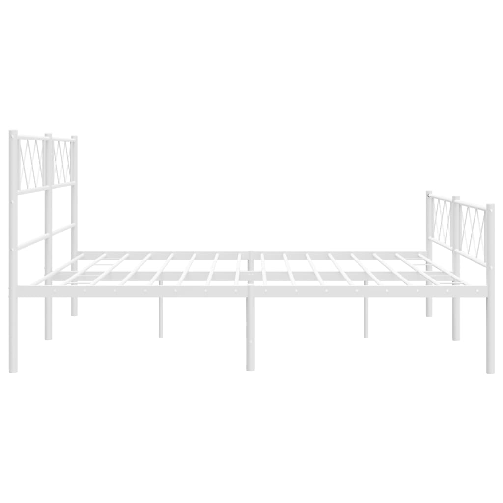 vidaXL Metal Bed Frame with Headboard and Footboard White 183x213 cm