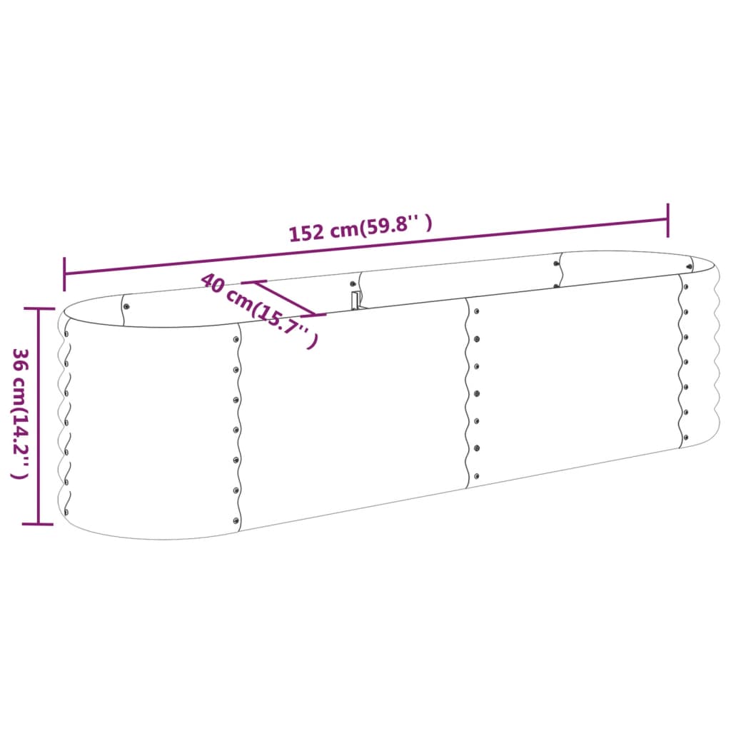 vidaXL Garden Raised Bed Powder-coated Steel 152x40x36 cm Anthracite