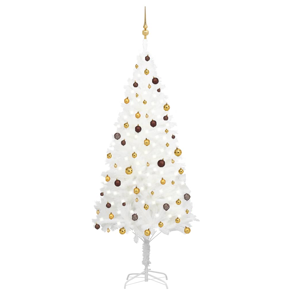 vidaXL Artificial Pre-lit Christmas Tree with Ball Set White 240 cm