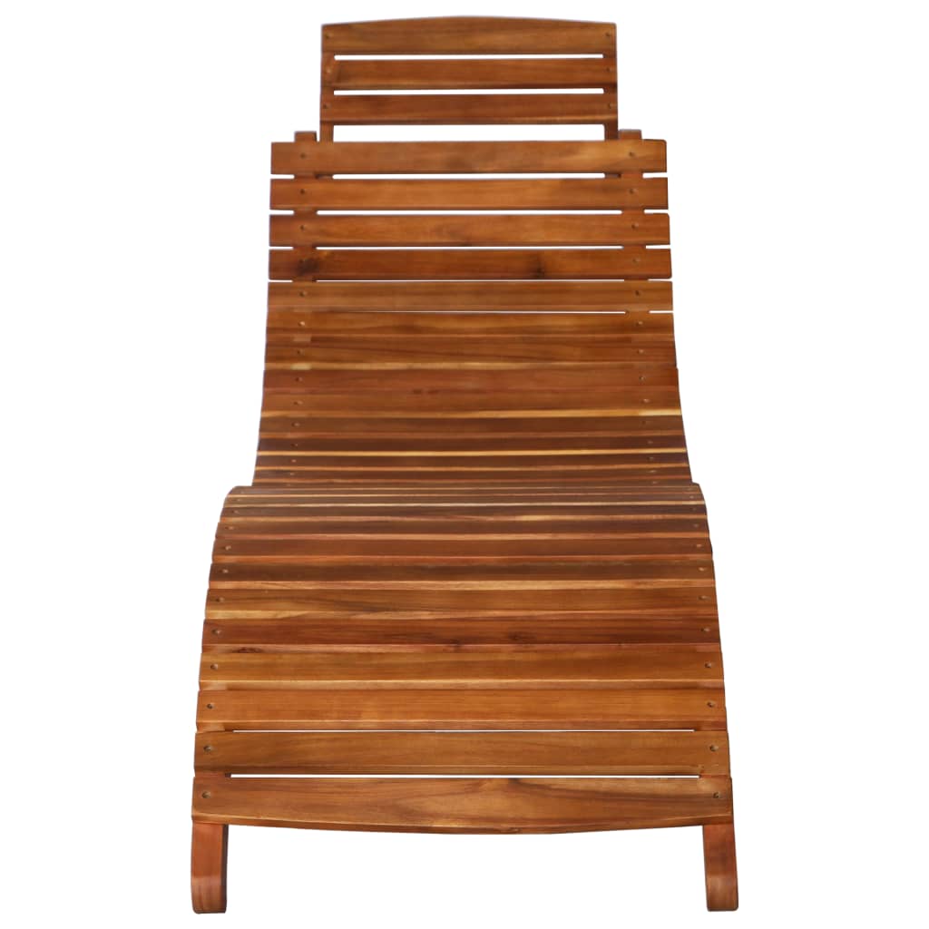 vidaXL Sunlounger with Table Solid Acacia Wood Brown