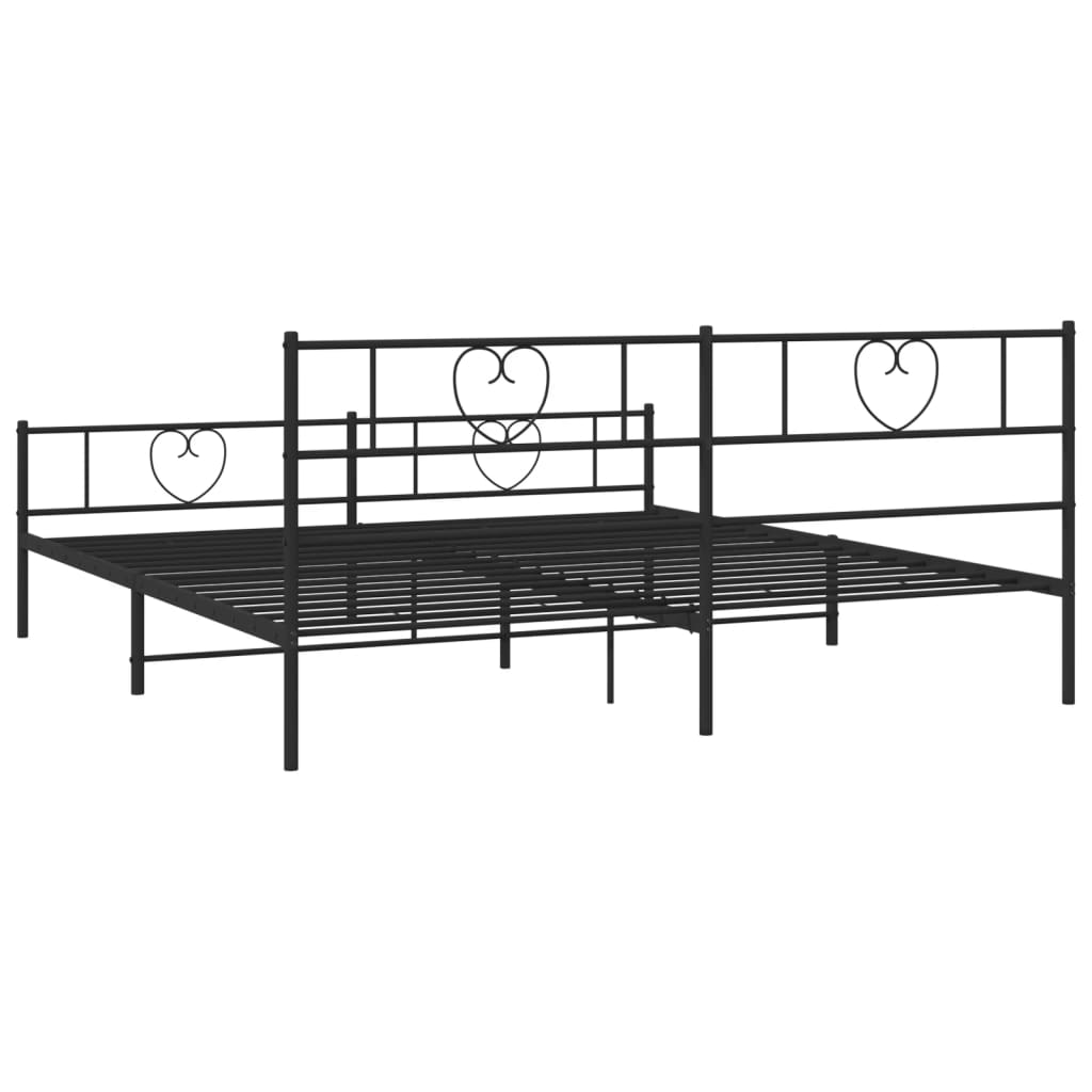 vidaXL Metal Bed Frame without Mattress with Footboard Black 193x203 cm