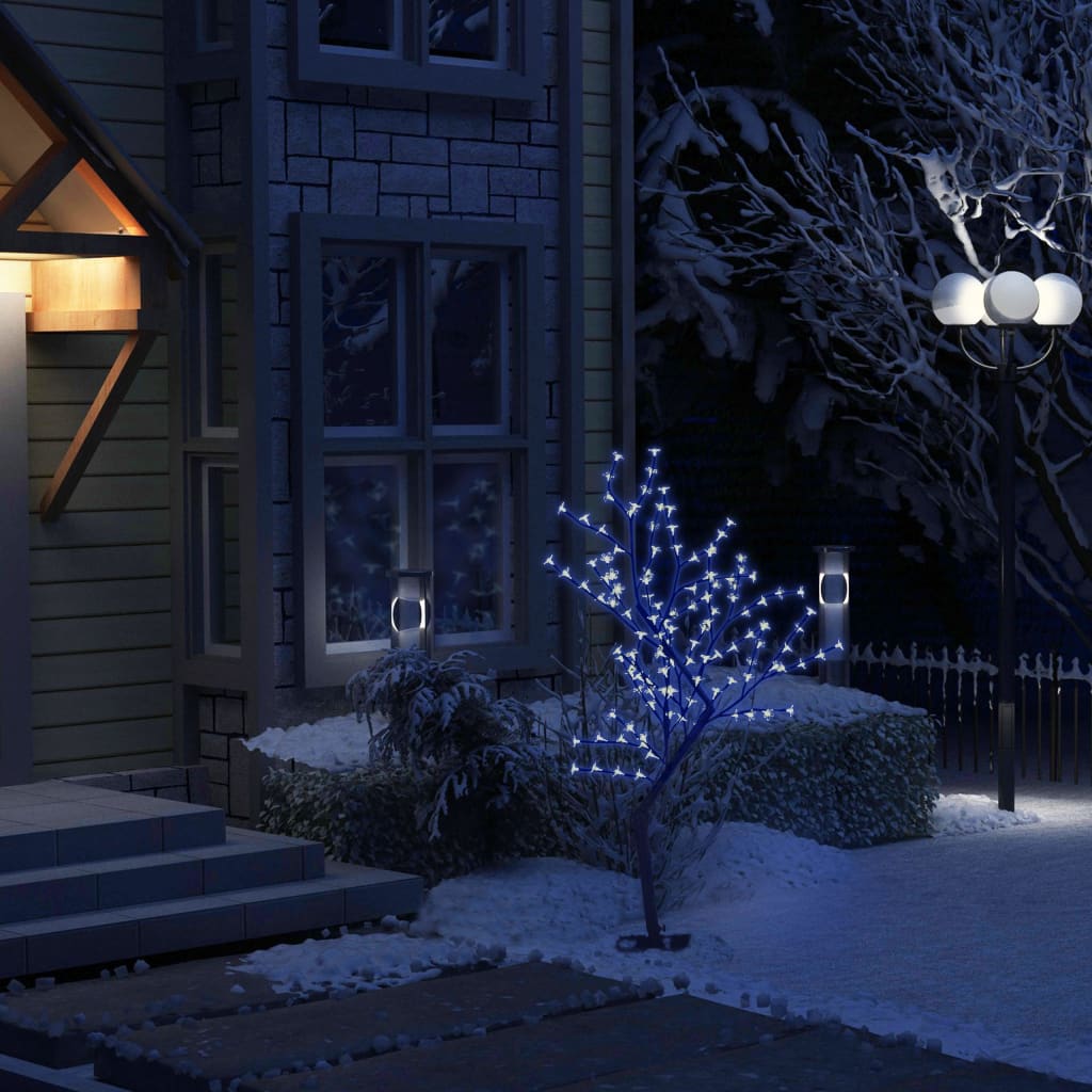 vidaXL Christmas Tree 128 LEDs Blue Light Cherry Blossom 120 cm