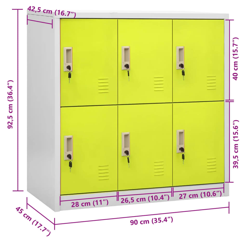 vidaXL Locker Cabinet Light Grey and Green 90x45x92.5 cm Steel