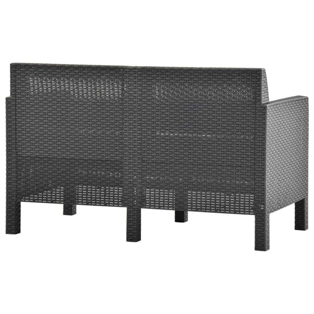 vidaXL 2 Piece Garden Lounge Set with Cushions PP Rattan Anthracite