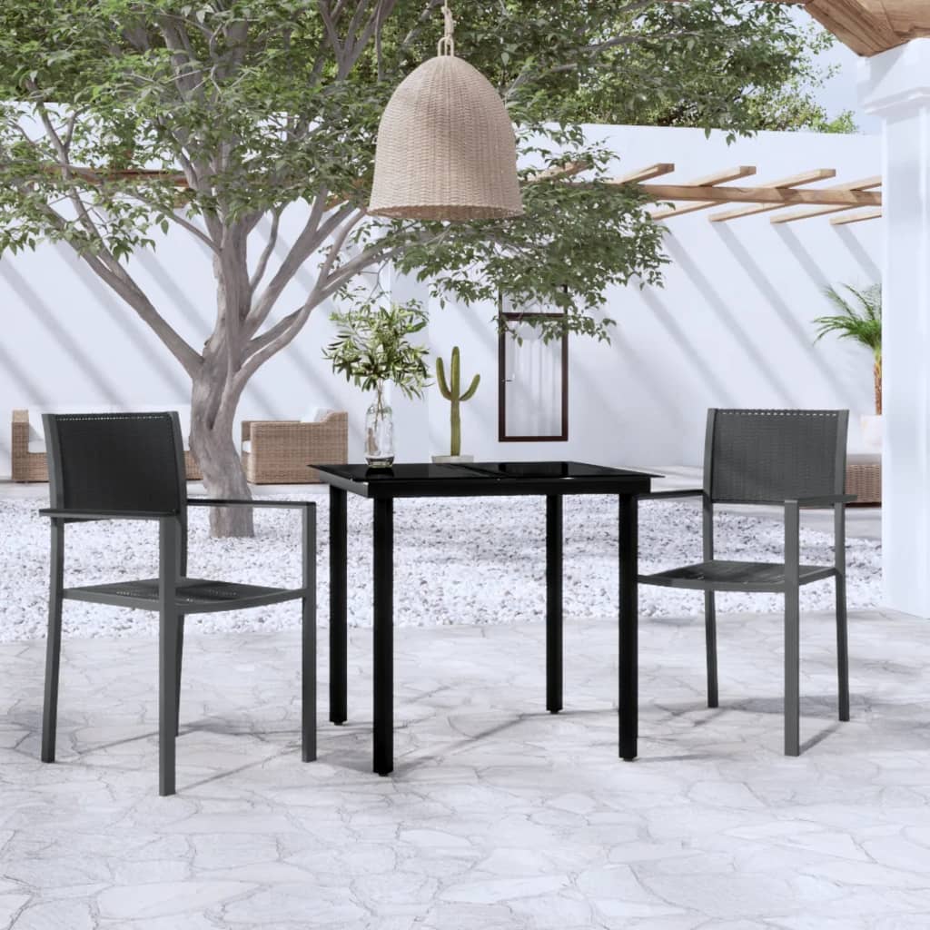 vidaXL 3 Piece Garden Dining Set Black