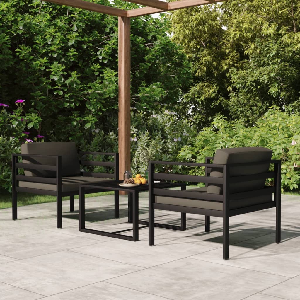 vidaXL 3 Piece Garden Lounge Set with Cushions Aluminium Anthracite