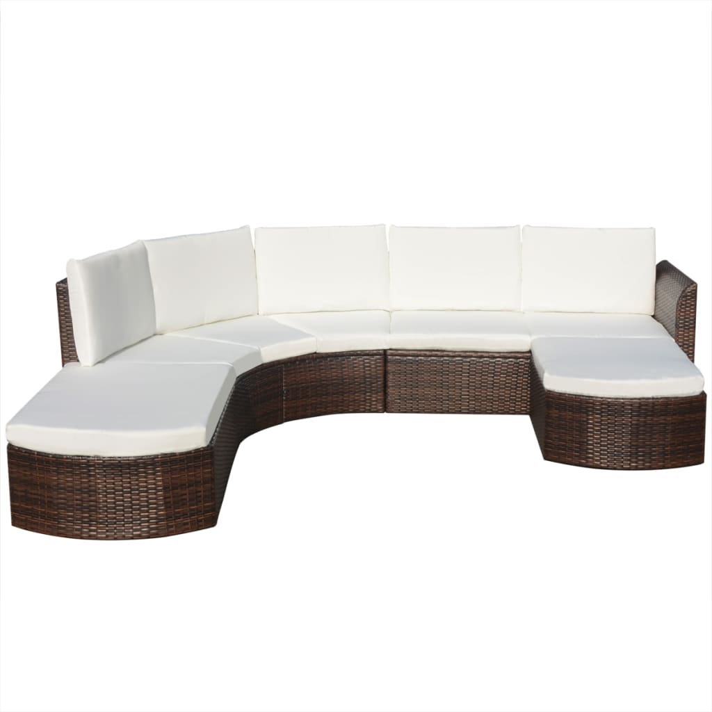 vidaXL 4 Piece Garden Lounge Set with Cushions Poly Rattan Brown