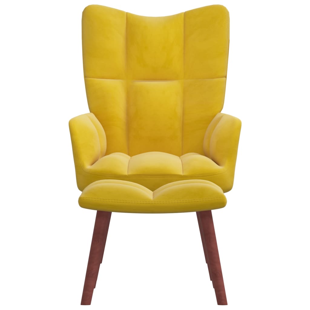 vidaXL Relaxing Chair with a Stool Mustard Yellow Velvet