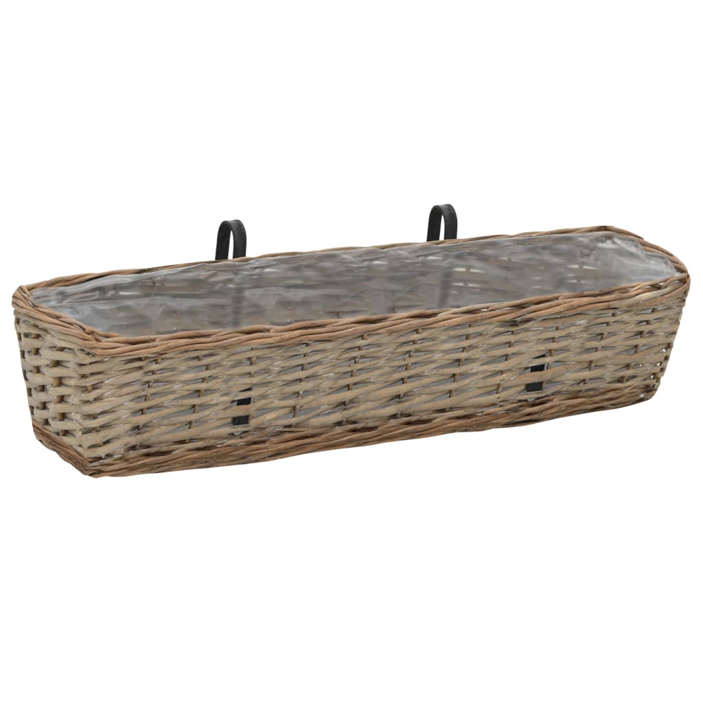 vidaXL Balcony Planter 2 pcs Wicker with PE Lining 80 cm