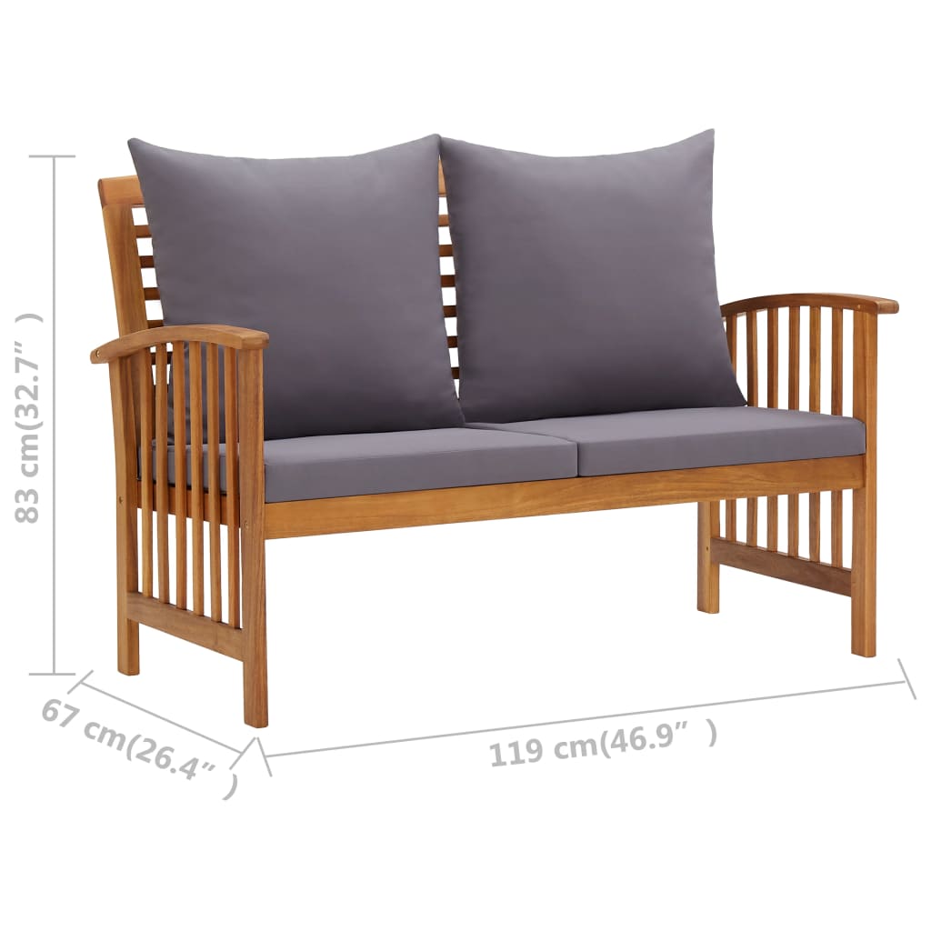 vidaXL 4 Piece Garden Lounge Set with Cushions Solid Acacia Wood (310258+310264)