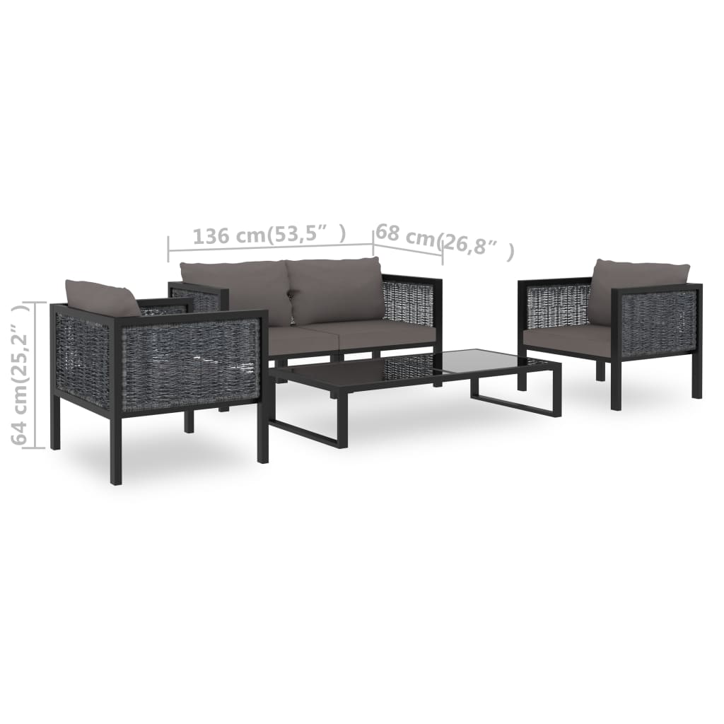 vidaXL 5 Piece Garden Lounge Set with Cushions Poly Rattan Anthracite