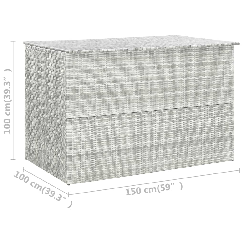vidaXL Garden Storage Box Light Grey 150x100x100 cm Poly Rattan