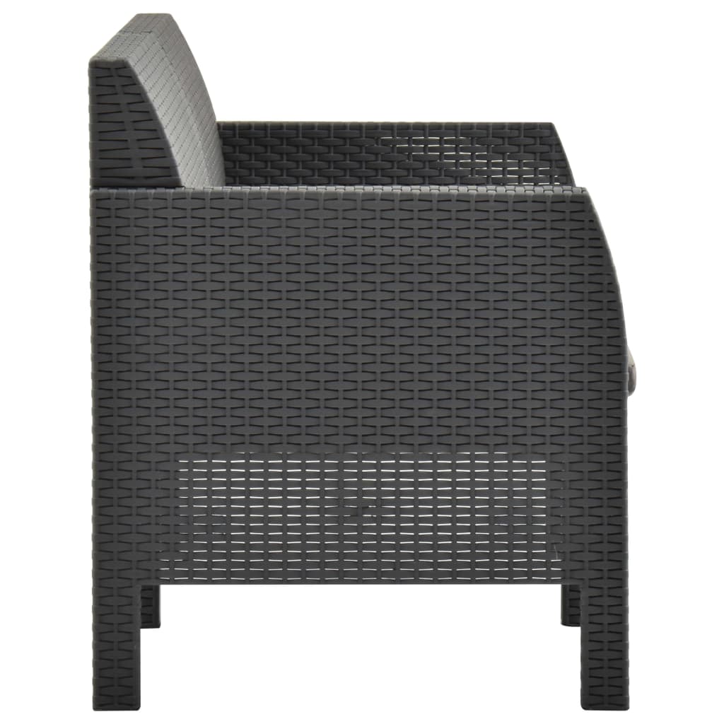 vidaXL 2 Piece Garden Lounge Set with Cushions PP Rattan Anthracite