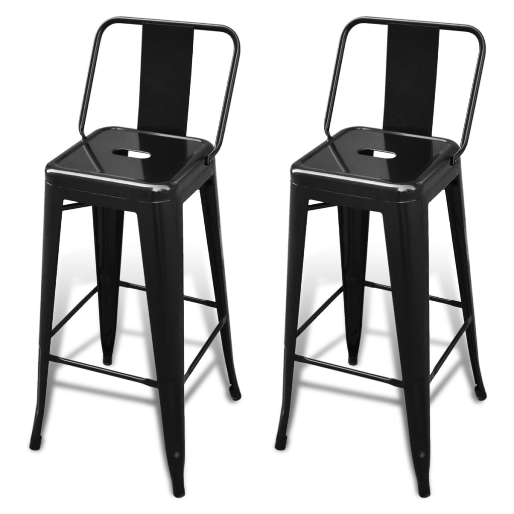 vidaXL Bar Stools 2 pcs Black Steel