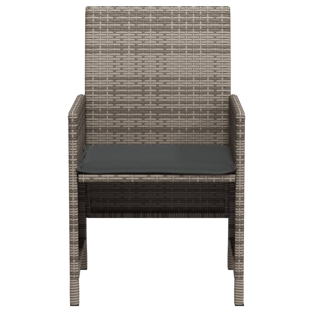 vidaXL 3 Piece Bistro Set with Cushions Grey Poly Rattan