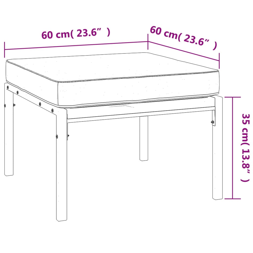 vidaXL Garden Footstools with Sand Cushions 2 pcs 60x60x35 cm Steel