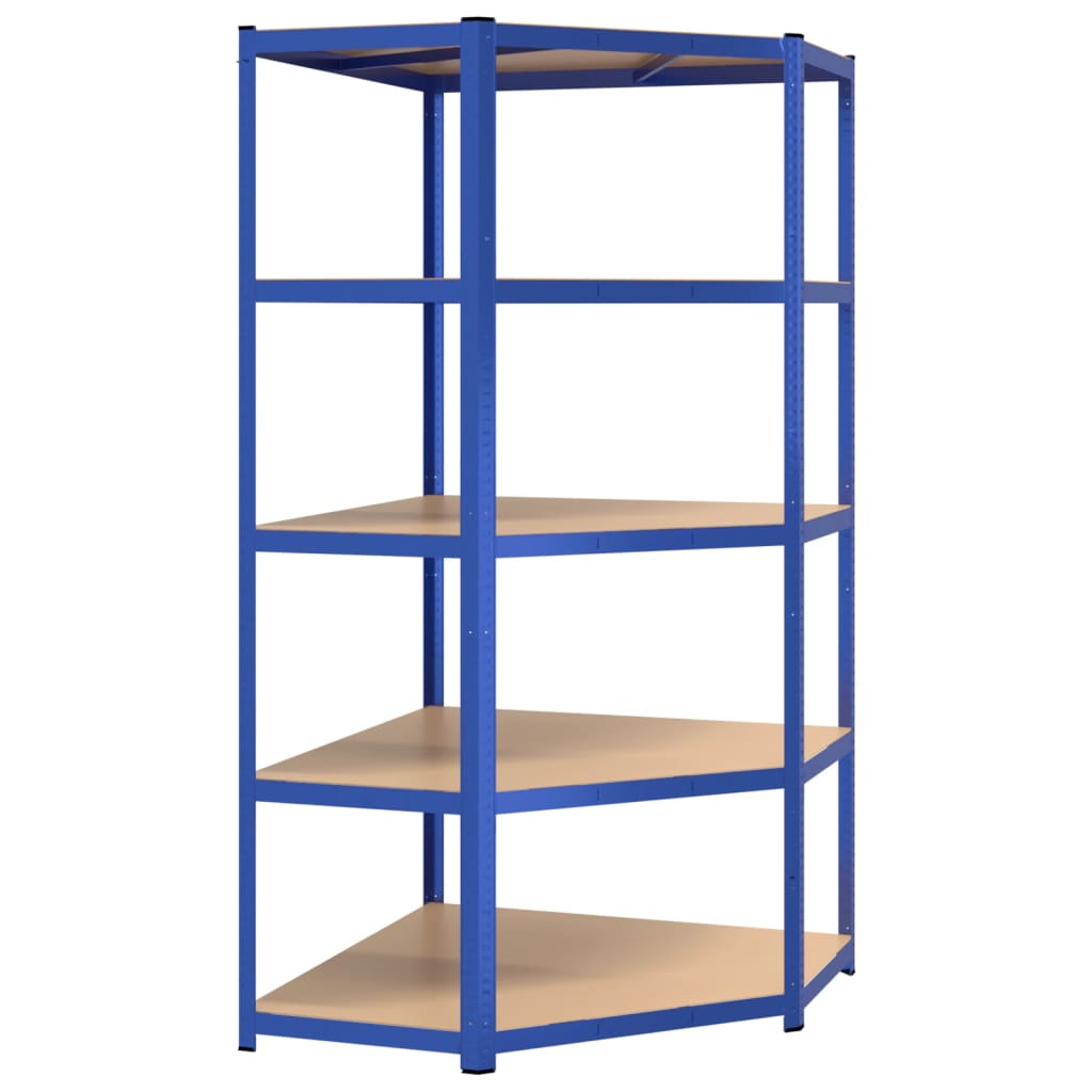 vidaXL 5-Layer Corner Shelf Blue Steel&Engineered Wood