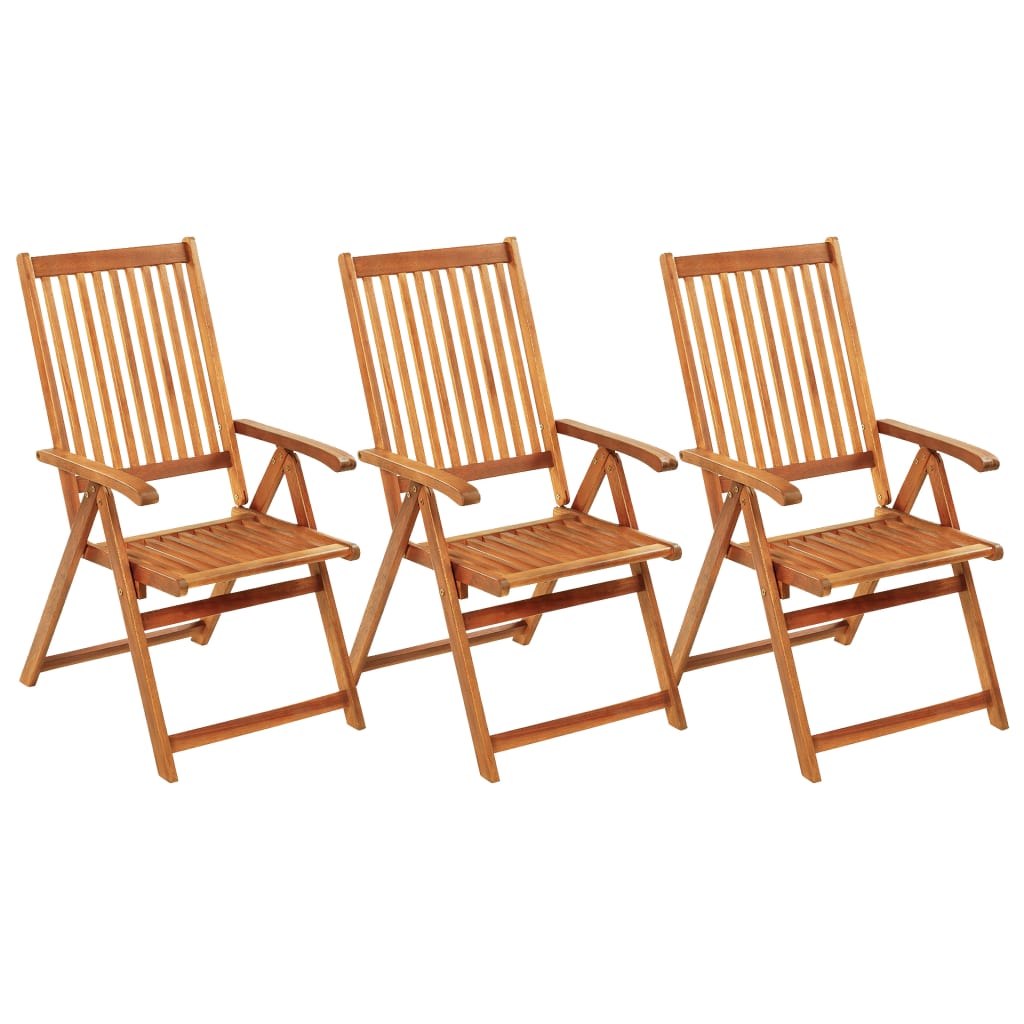 vidaXL Folding Garden Chairs 3 pcs with Cushions Solid Acacia Wood