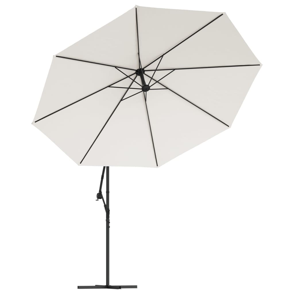 vidaXL Cantilever Garden Parasol with LED Lights and Metal Pole 350 cm Sand