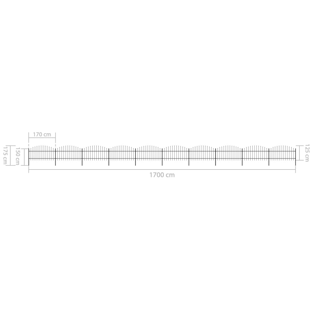 vidaXL Garden Fence with Spear Top Steel