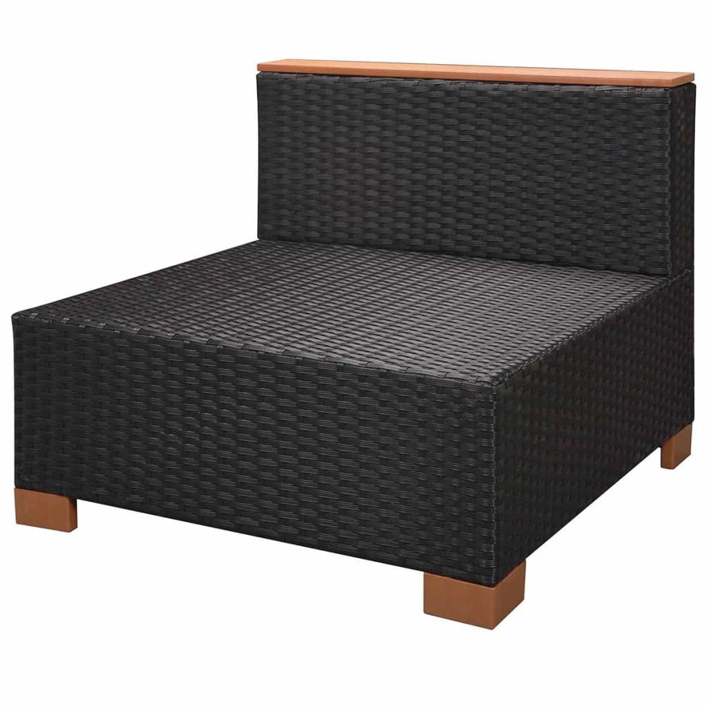 vidaXL 8 Piece Garden Lounge Set with Cushions Poly Rattan Black