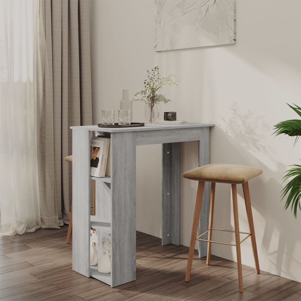 vidaXL Bar Table with Shelf Grey Sonoma 102x50x103.5 cm Engineered Wood