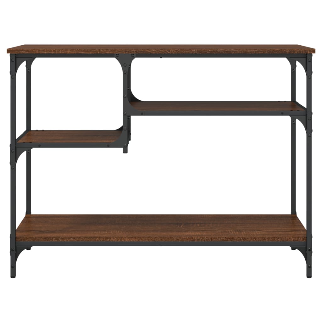 vidaXL Console Table with Shelves Brown Oak 100x35x75 cm