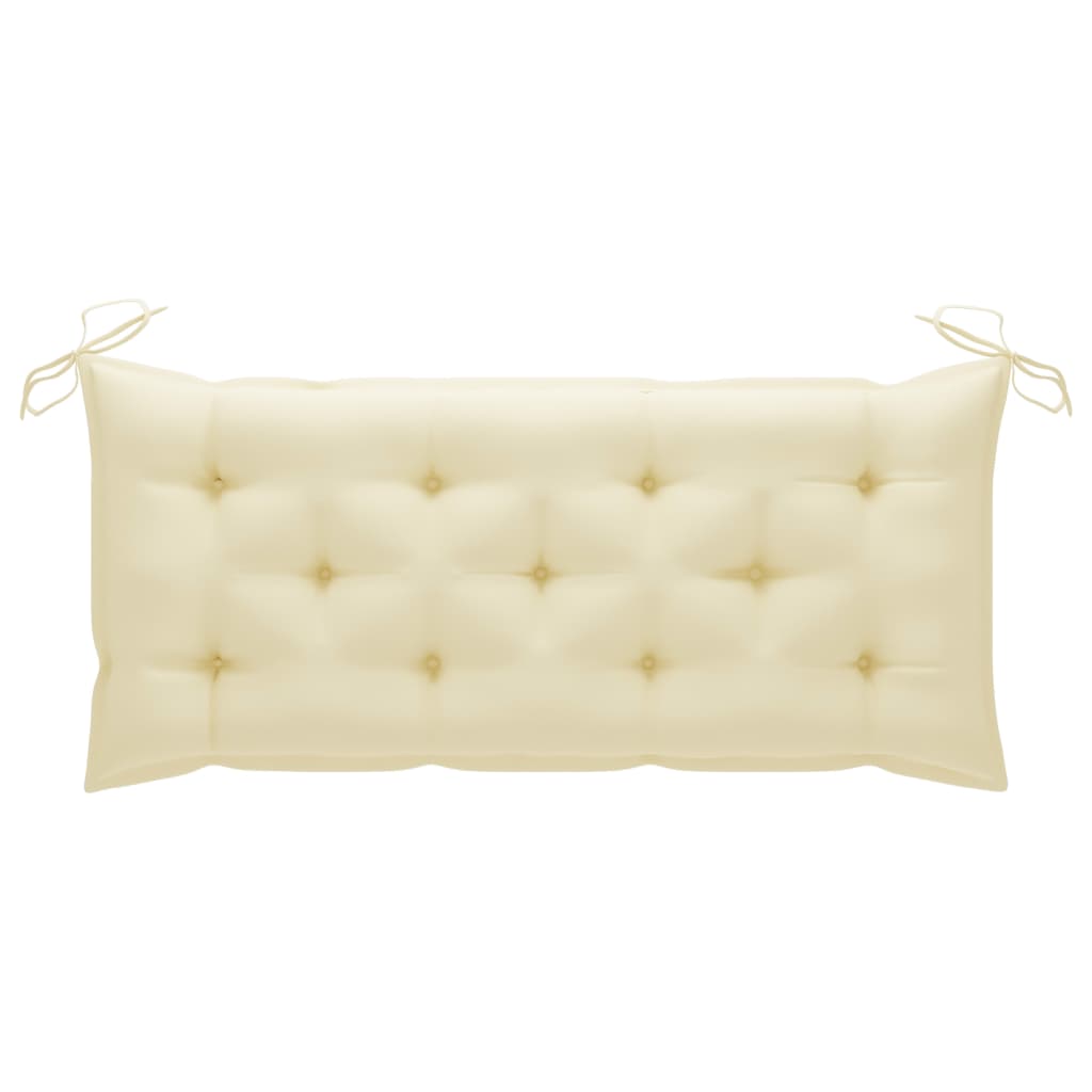 vidaXL Batavia Bench with Cream White Cushion 120 cm Solid Teak Wood