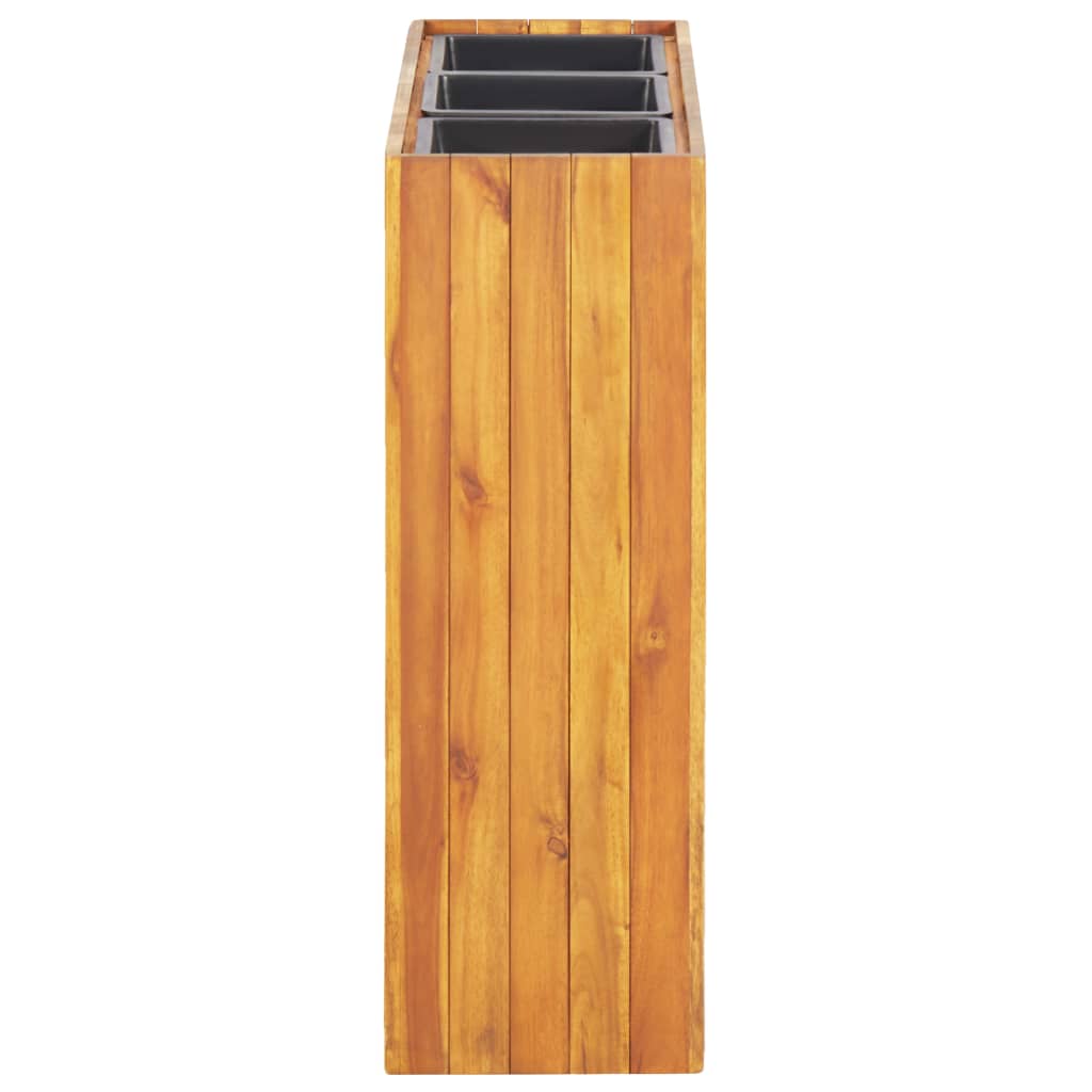 vidaXL Garden Raised Bed with 3 Pots Solid Acacia Wood
