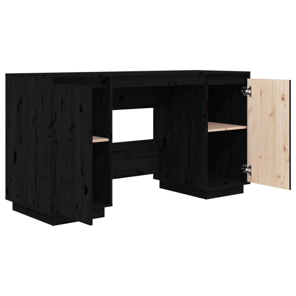 vidaXL Desk Black 140x50x75 cm Solid Wood Pine