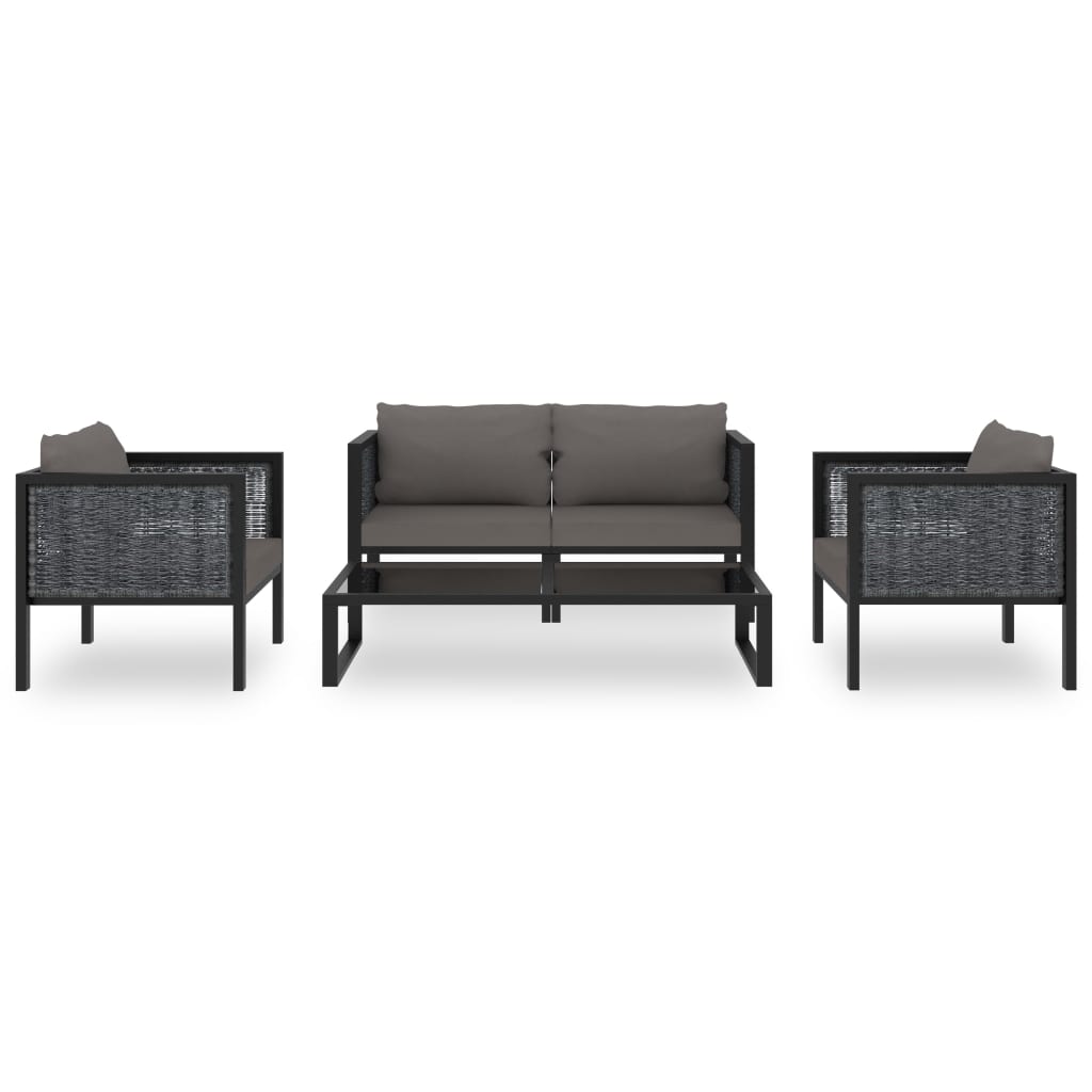 vidaXL 5 Piece Garden Lounge Set with Cushions Poly Rattan Anthracite