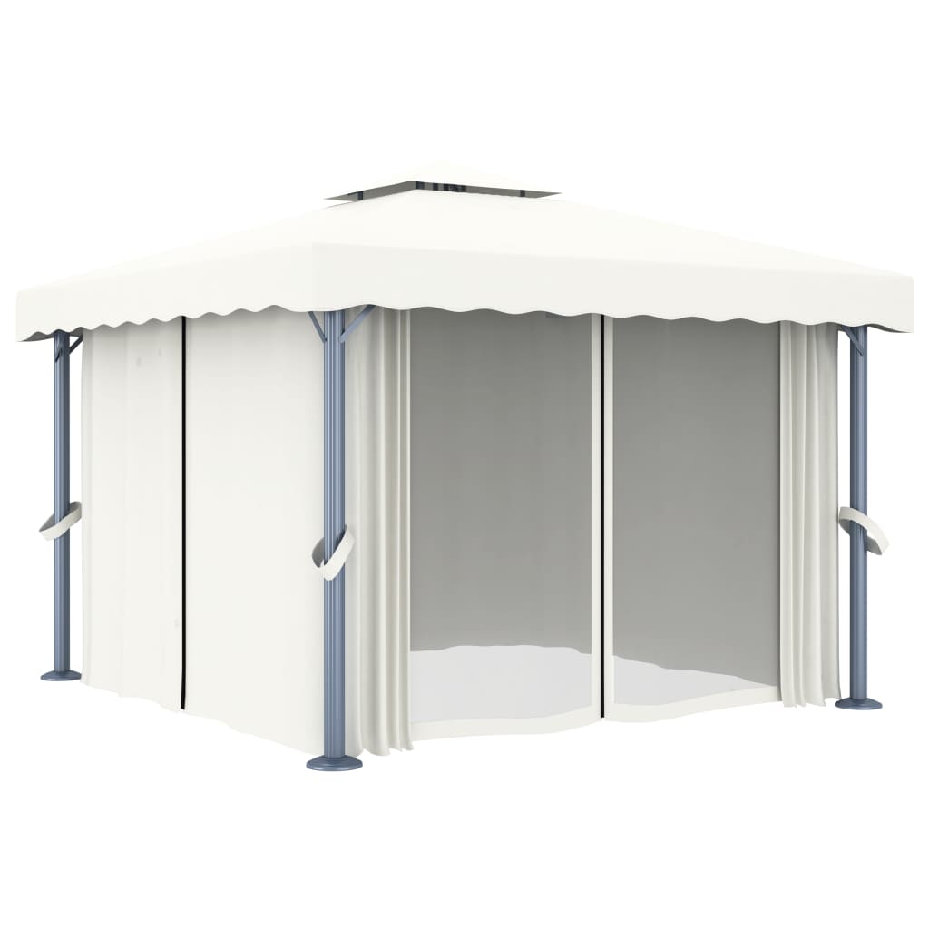 vidaXL Gazebo with Curtain 3x3 m Cream White Aluminium