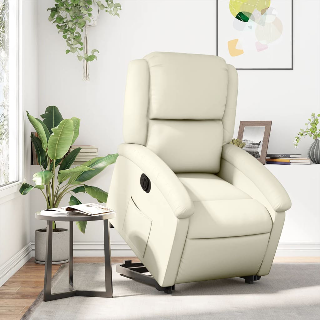 vidaXL Electric Stand up Recliner Chair Cream Faux Leather