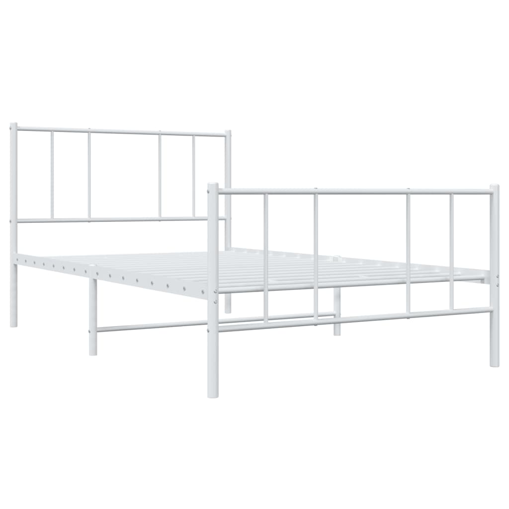 vidaXL Metal Bed Frame without Mattress with Footboard White 100x190 cm