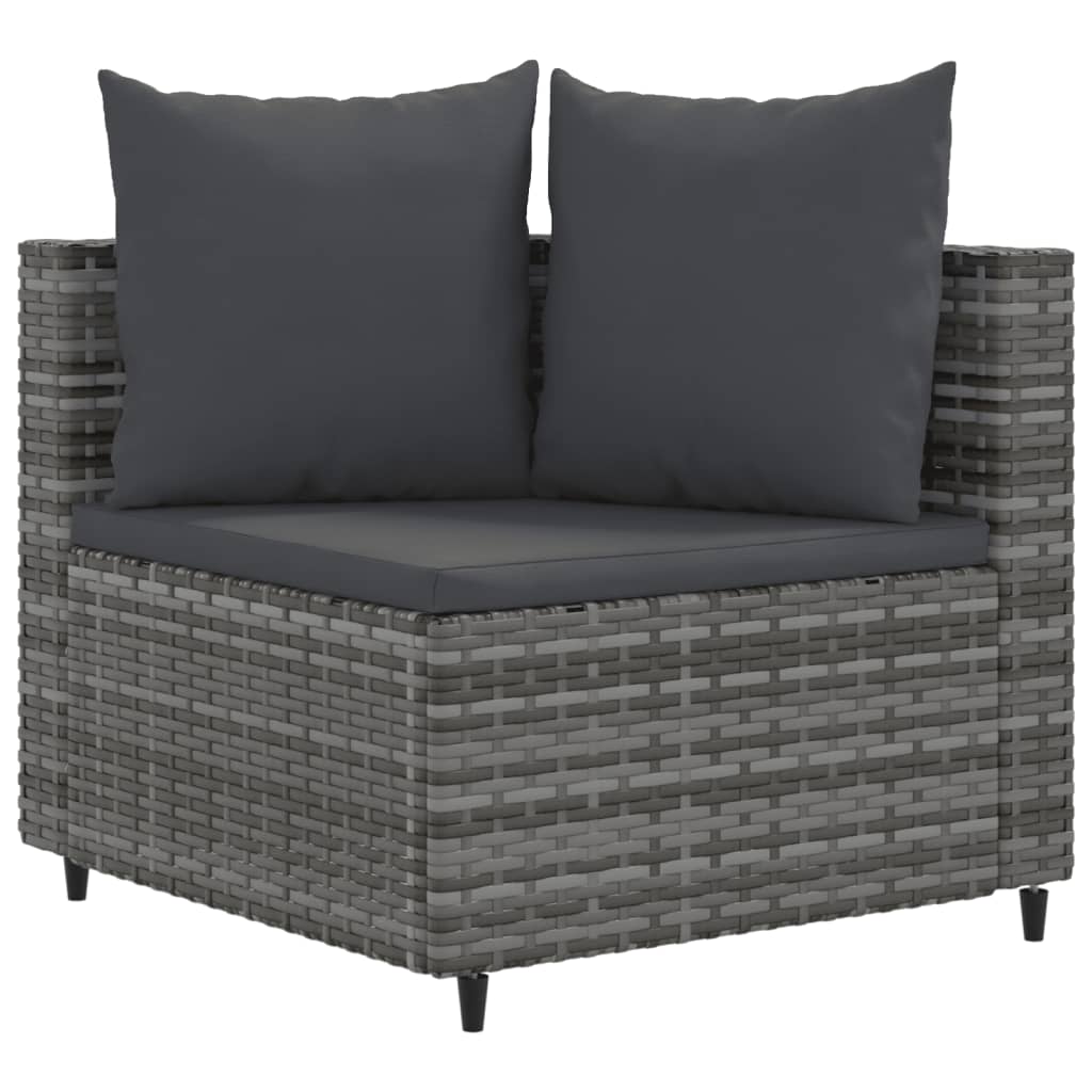 vidaXL 7 Piece Garden Sofa Set with Cushions Grey Poly Rattan