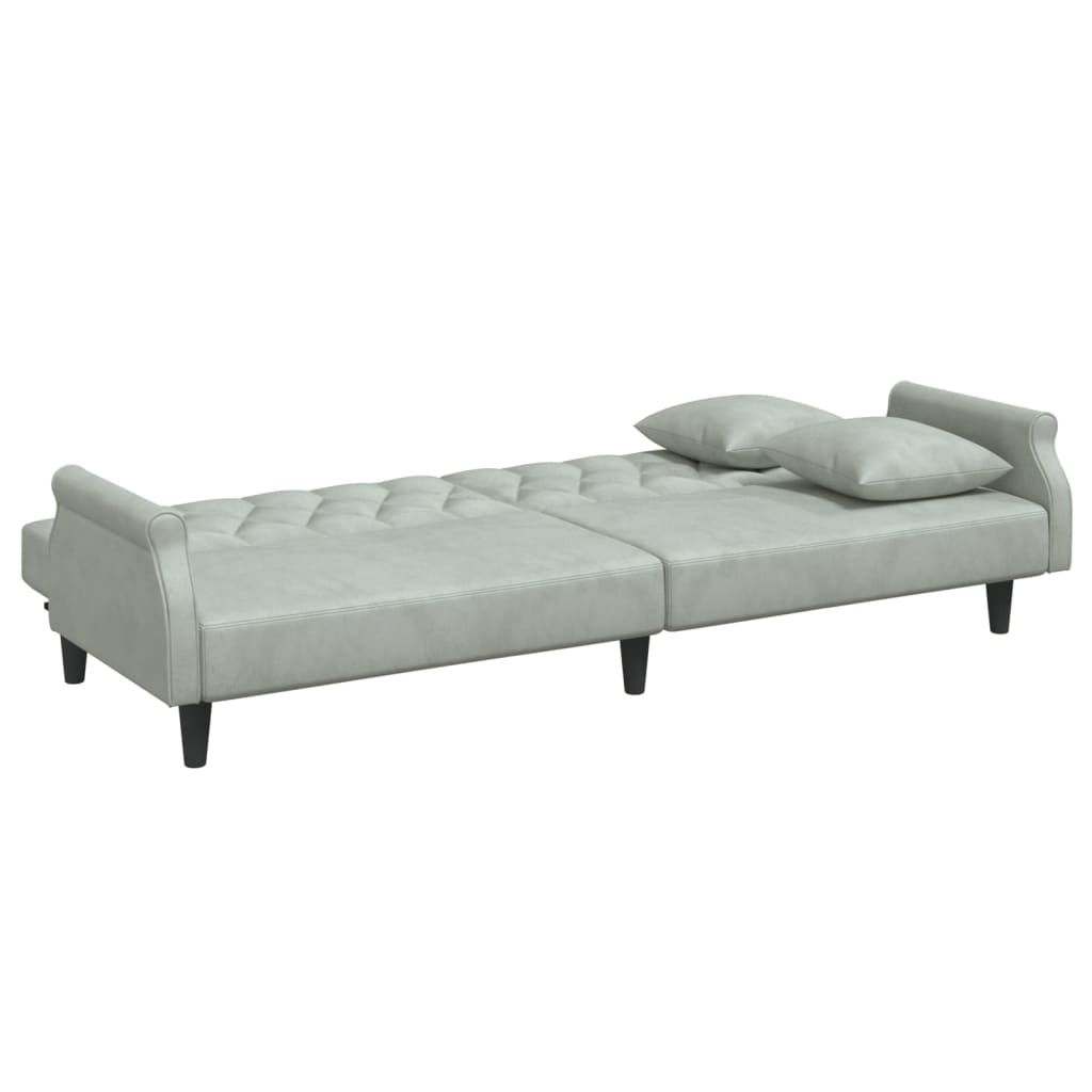 vidaXL Sofa Bed with Armrests Light Grey Velvet