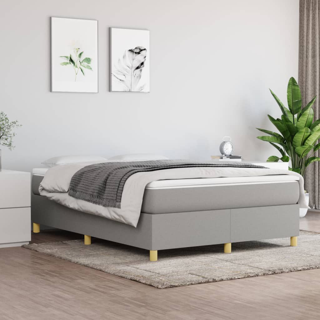 vidaXL Box Spring Bed Frame Light Grey 152x203 cm Queen Fabric