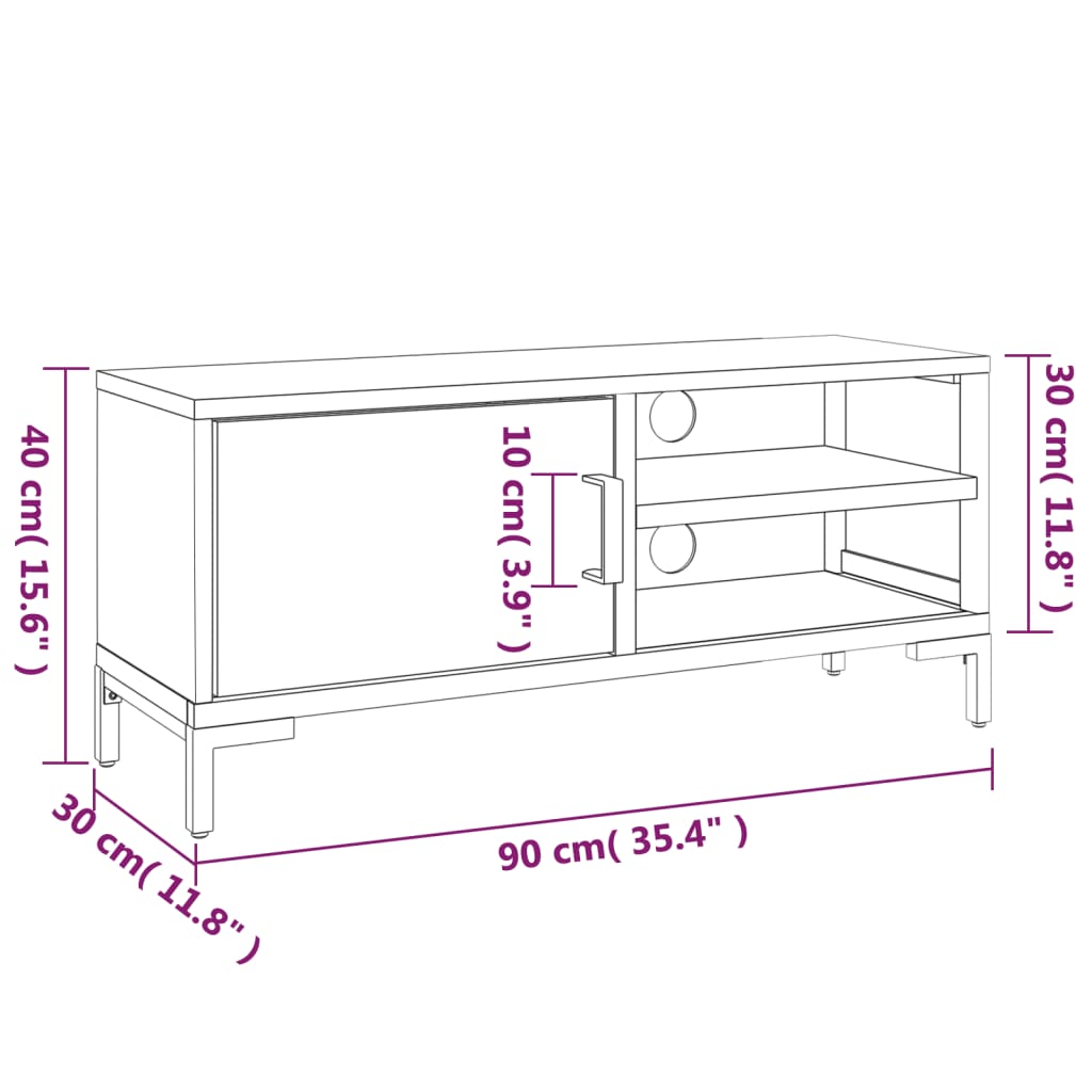 vidaXL TV Cabinet Brown 90x30x40 cm Solid Pinewood