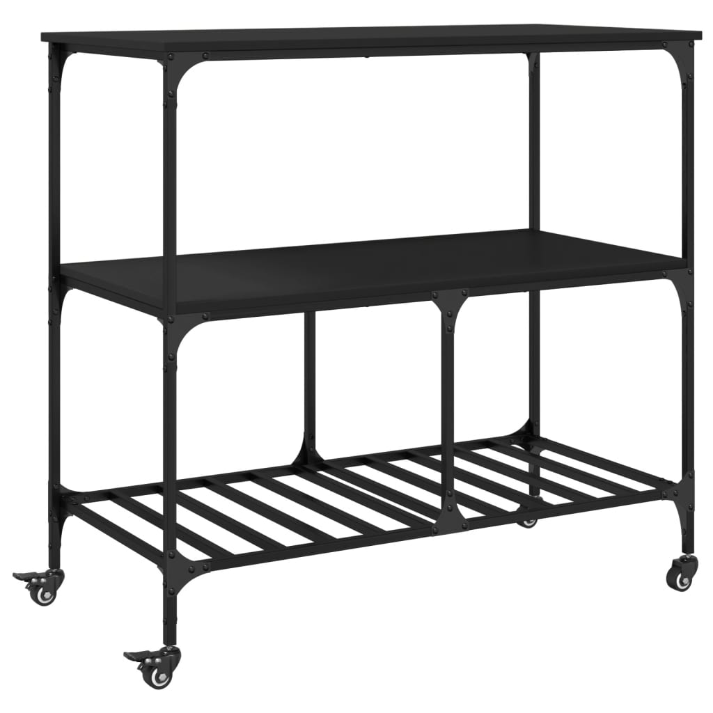 vidaXL Kitchen Trolley Black 100x50x95 cm Engineered Wood