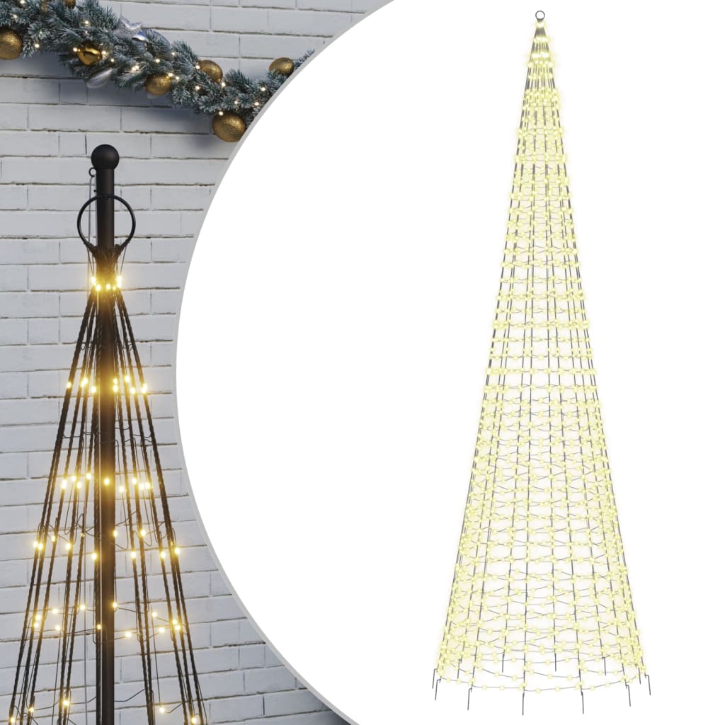 vidaXL Christmas Tree Light on Flagpole 1534 LEDs Warm White 500 cm