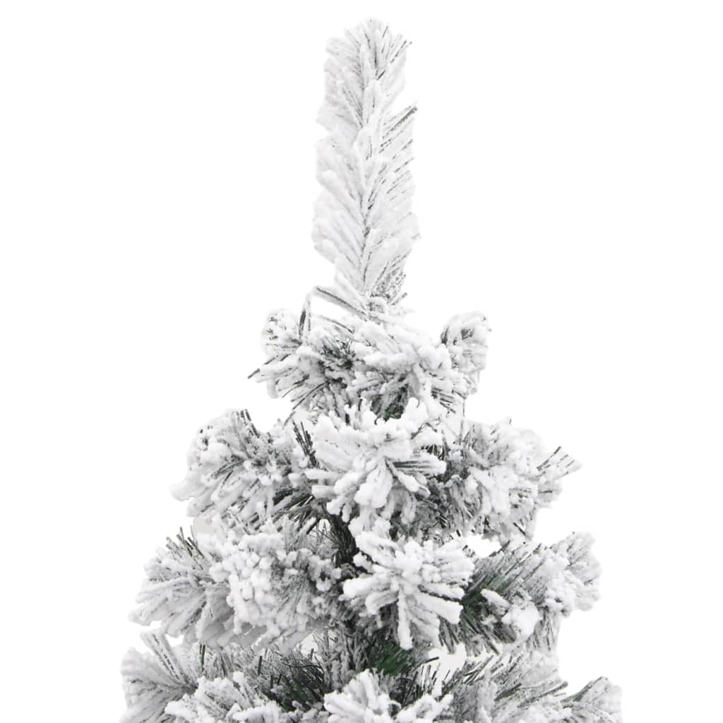 vidaXL Slim Artificial Christmas Tree with Flocked Snow Green 180 cm PVC