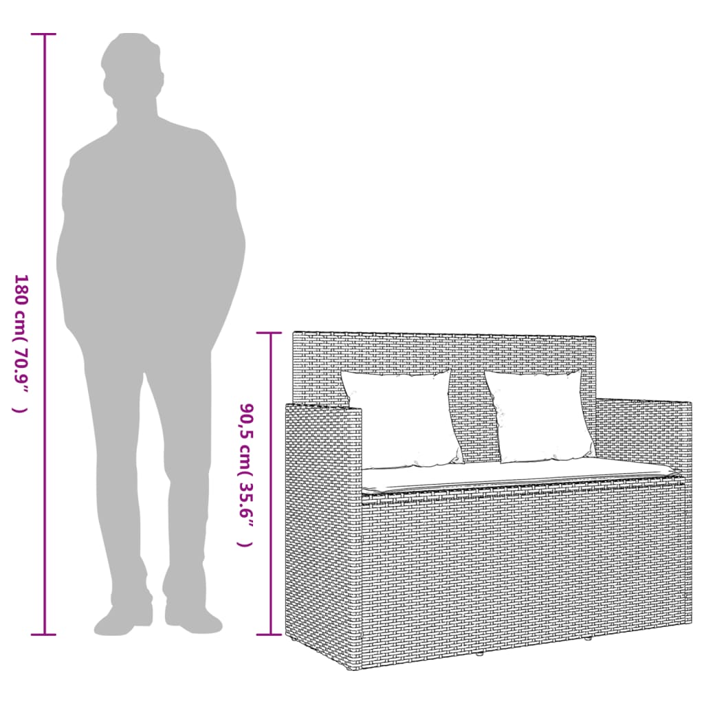 vidaXL Garden Bench with Cushions Beige Poly Rattan
