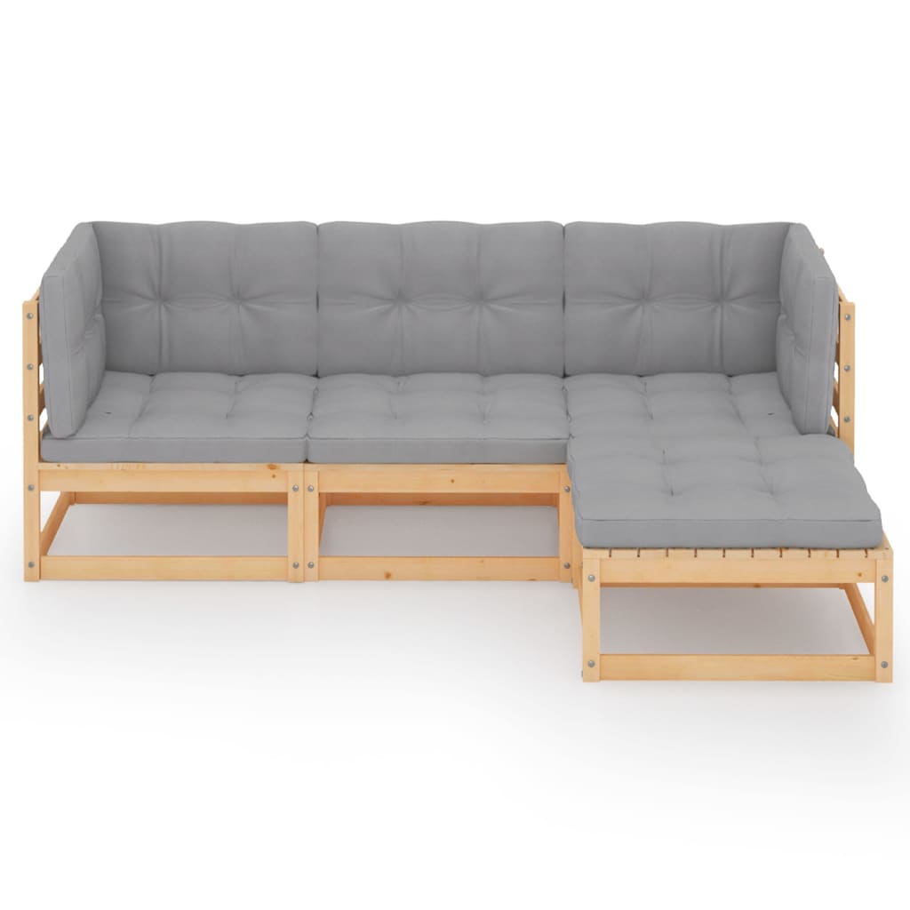 vidaXL 4 Piece Garden Lounge Set with Cushions Solid Pinewood