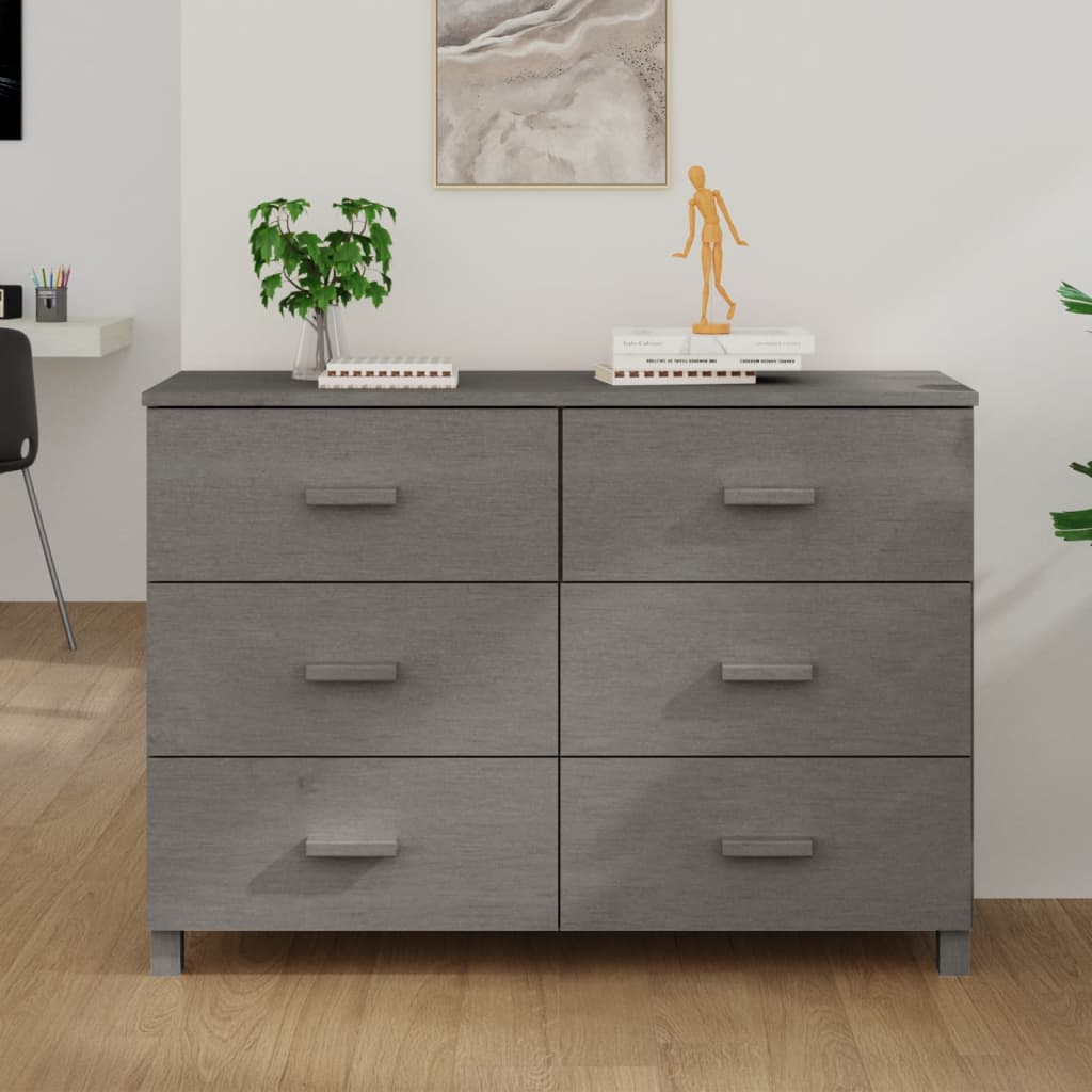 vidaXL Sideboard HAMAR Light Grey 113x40x80 cm Solid Wood Pine