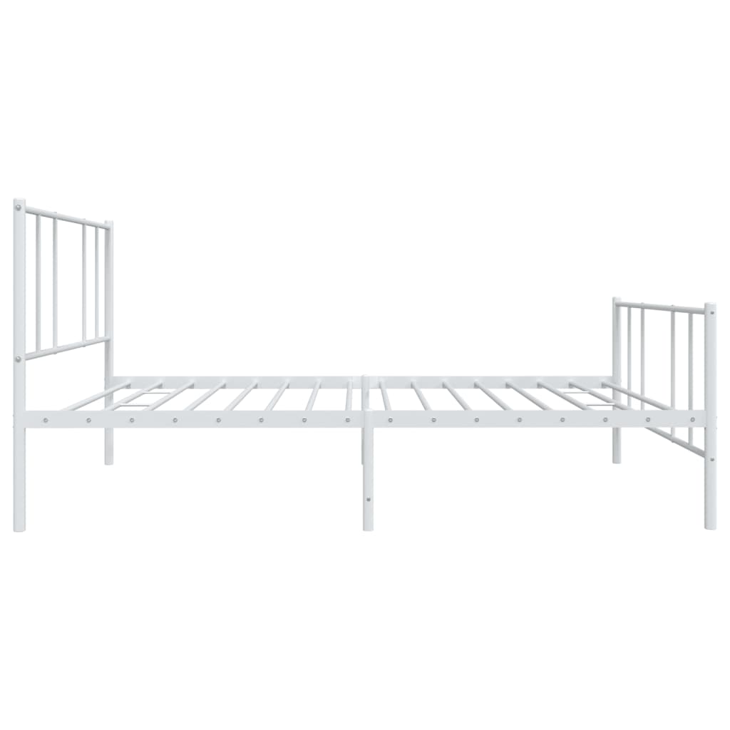 vidaXL Metal Bed Frame without Mattress with Footboard White 100x190 cm