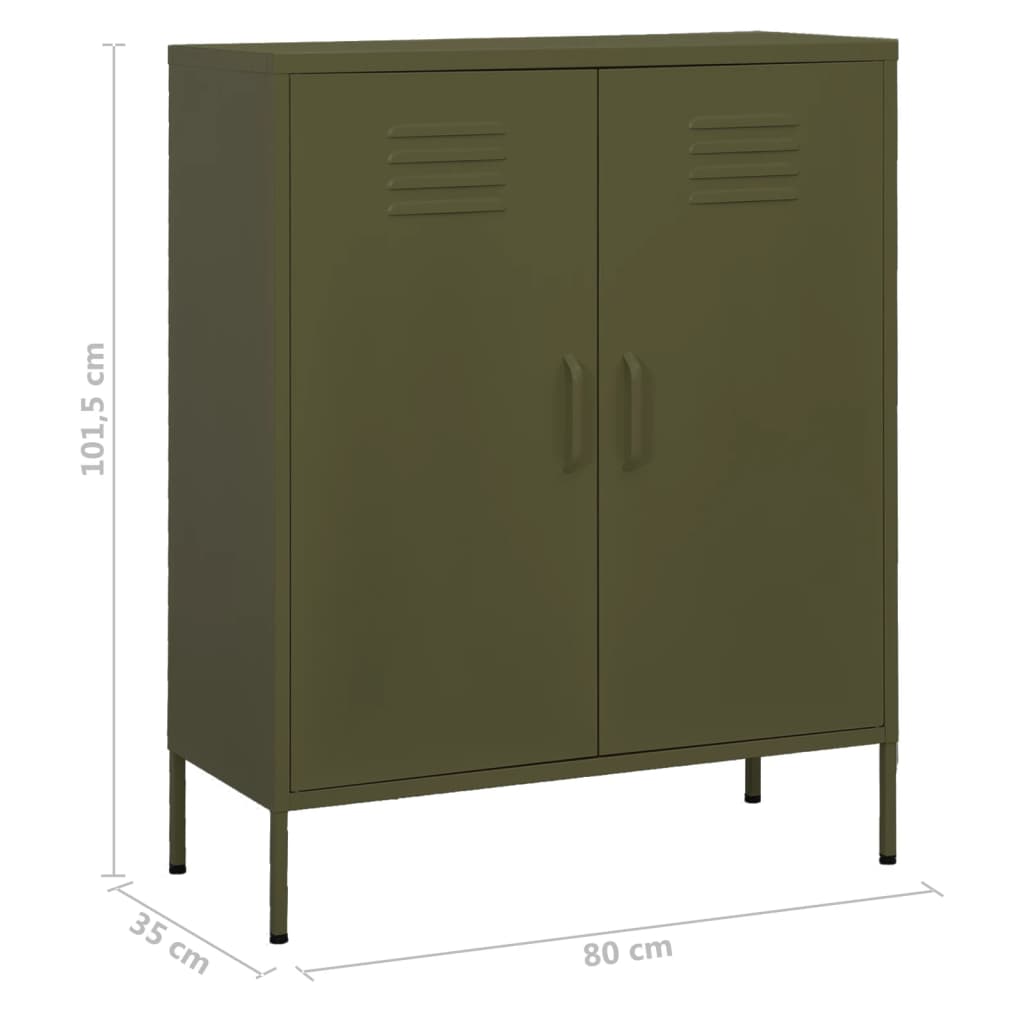 vidaXL Storage Cabinet Olive Green 80x35x101.5 cm Steel