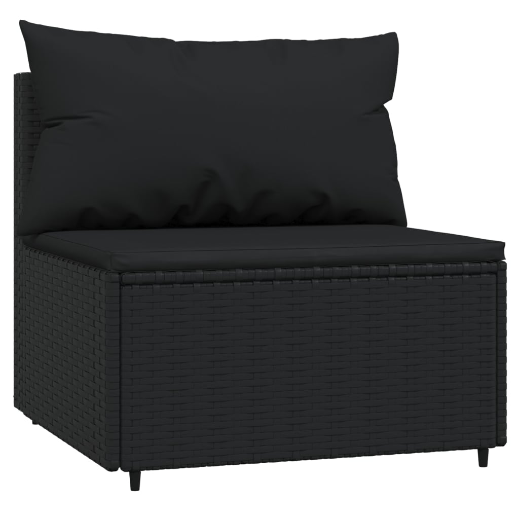 vidaXL 3 Piece Garden Lounge Set with Cushions Black Poly Rattan