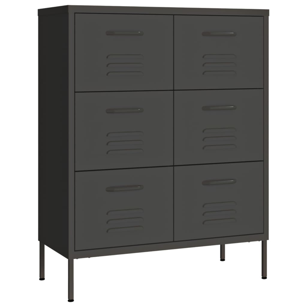 vidaXL Drawer Cabinet Anthracite 80x35x101.5 cm Steel